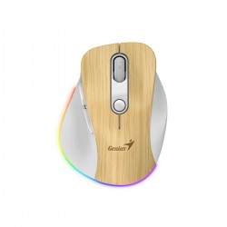 Мишка Genius Ergo 9000S Pro, безжична, безшумна, 6 бутона, дървесна - Genius