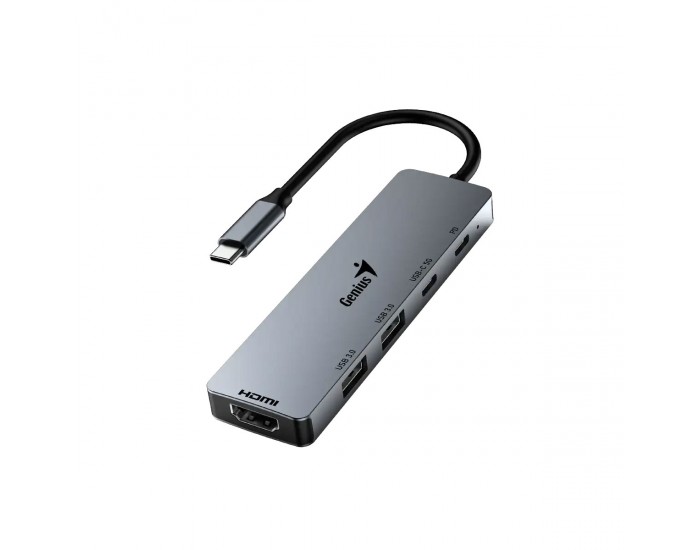 USB Хъб Genius UH-500, 5 в 1, 2 x USB Type-C, 2 x USB Type-A 3.0, 1 x HDMI