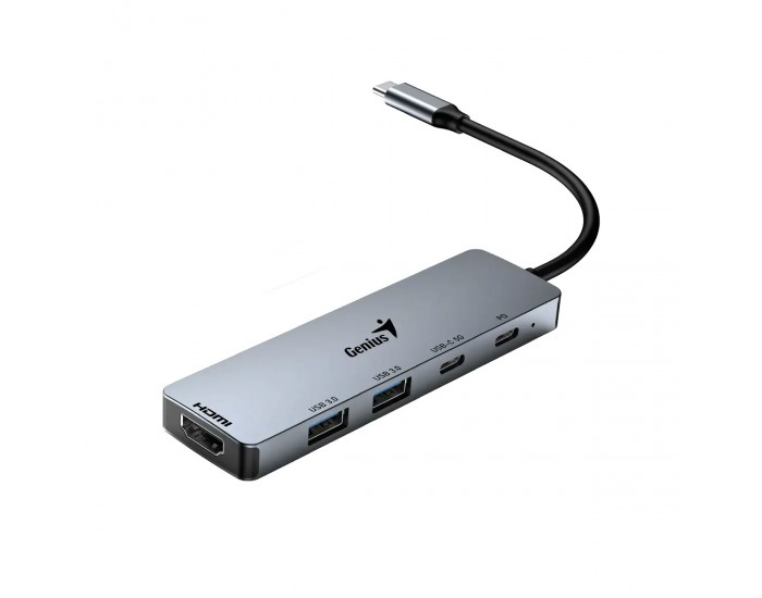 USB Хъб Genius UH-500, 5 в 1, 2 x USB Type-C, 2 x USB Type-A 3.0, 1 x HDMI