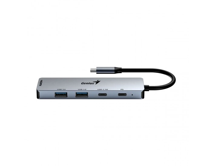 USB Хъб Genius UH-500, 5 в 1, 2 x USB Type-C, 2 x USB Type-A 3.0, 1 x HDMI