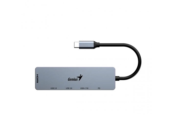 USB Хъб Genius UH-500, 5 в 1, 2 x USB Type-C, 2 x USB Type-A 3.0, 1 x HDMI