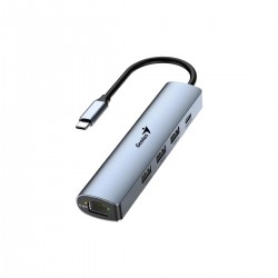 USB Хъб Genius UH-545, 5 в 1, 1 x RJ45, 1 x USB Type-C, 3 x USB Type-A 3.0 - Genius