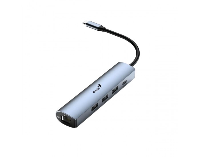 USB Хъб Genius UH-545, 5 в 1, 1 x RJ45, 1 x USB Type-C, 3 x USB Type-A 3.0