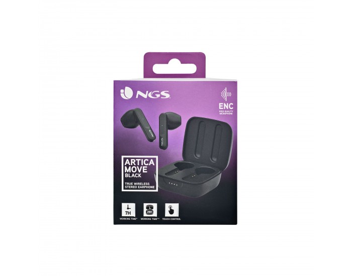 Слушалки NGS Artica Move, с Bluetooth, със зареждащ кейс, 101 dB, черни