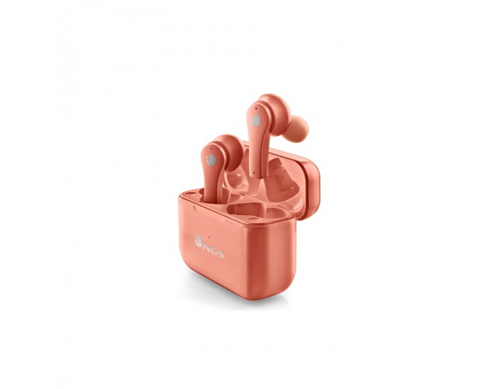Слушалки NGS Artica Bloom, с Bluetooth, със зареждащ кейс, USB Type-C, корал