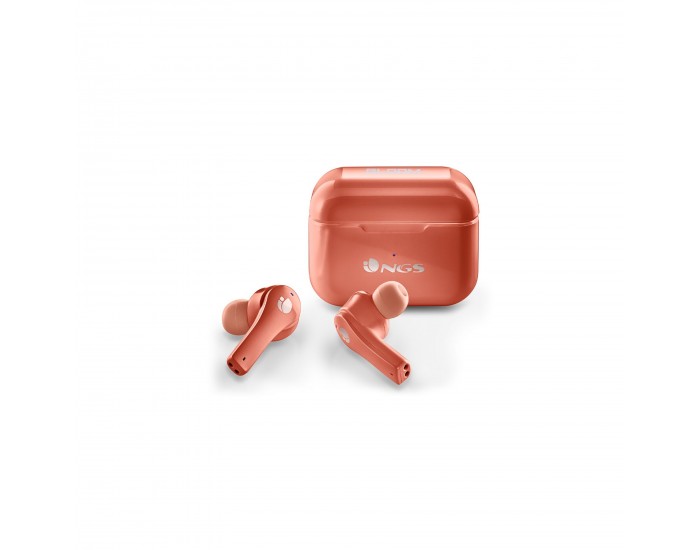 Слушалки NGS Artica Bloom, с Bluetooth, със зареждащ кейс, USB Type-C, корал