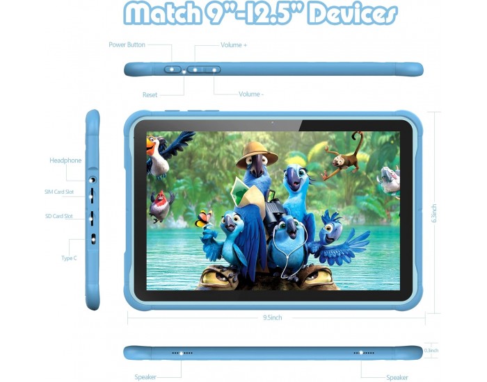 Таблет Pritom K10, 10'', Quad Core, 64 GB, 4 GB RAM, Android, 13, IPS, 7731E Quad Core, задна камера 8 MP, предна камера 2 MP, син