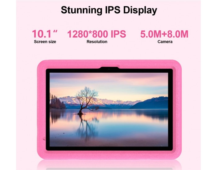 Таблет Vasoun P30HKIDS, 10'', Octa Core, 128 GB, 12 GB RAM, Android, T606 Octa core, задна камера 5 MP, предна камера 8 MP, розов