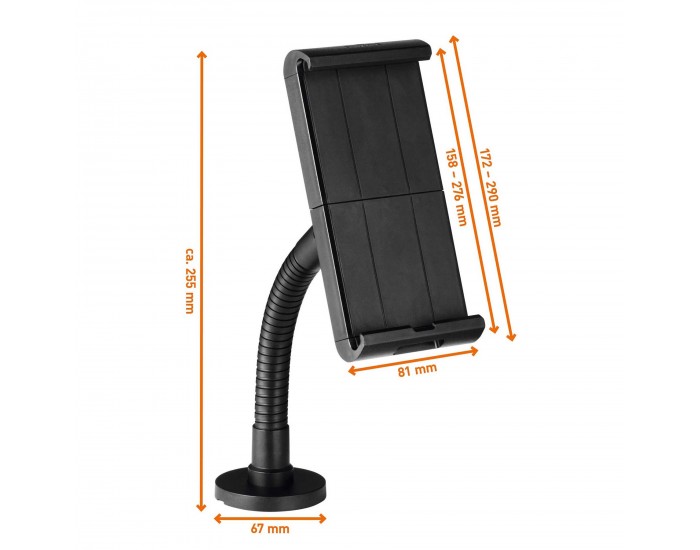 Поставка за таблет Durable Tough, минимален диaгонал 7 инча, максимално тегло 1 kg, черна