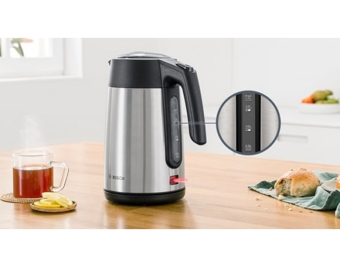 Електрическа кана за вода Bosch TWK7L460, 1.7 L, 2400 W, сребриста