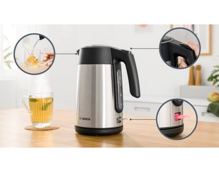 Електрическа кана за вода Bosch TWK7L460, 1.7 L, 2400 W, сребриста