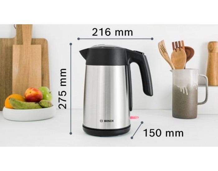 Електрическа кана за вода Bosch TWK7L460, 1.7 L, 2400 W, сребриста