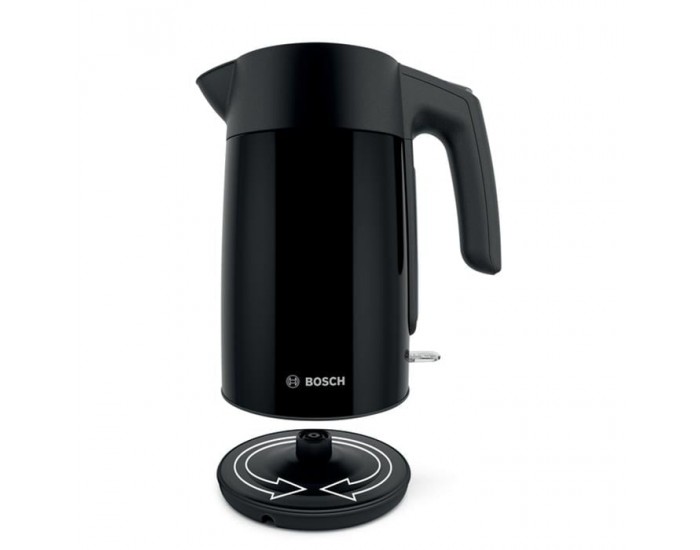 Електрическа кана за вода Bosch TWK7L463, 1.7 L, 2400 W, черна