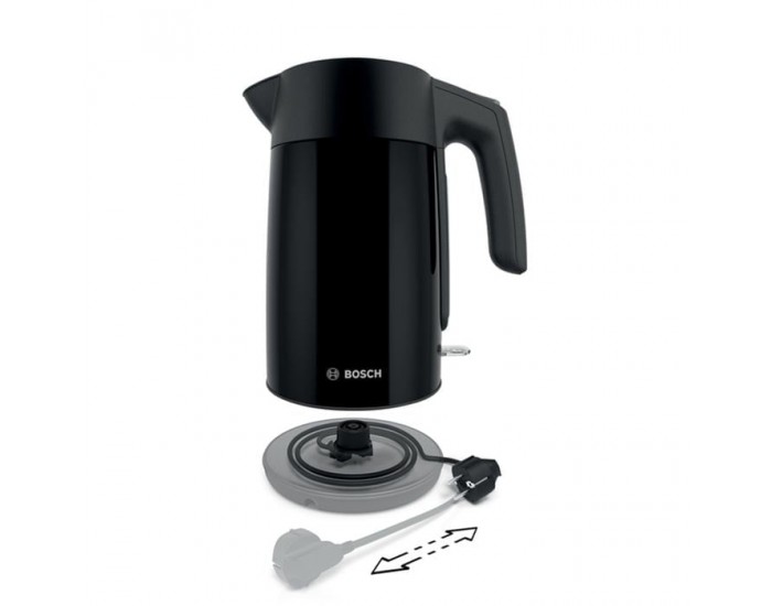 Електрическа кана за вода Bosch TWK7L463, 1.7 L, 2400 W, черна
