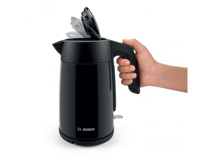 Електрическа кана за вода Bosch TWK7L463, 1.7 L, 2400 W, черна