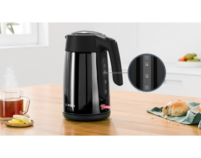 Електрическа кана за вода Bosch TWK7L463, 1.7 L, 2400 W, черна