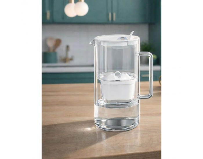 Филтрираща кана Aquaphor Glass, стъклена, 2.5 L, бяла