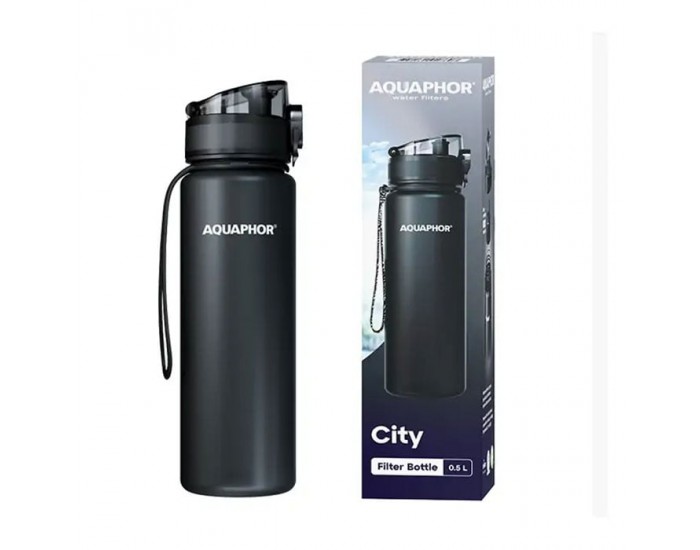 Aquaphor Бутилка City, филтрираща, тританова, 500 ml, черна