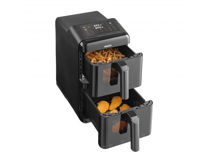 Уред за здравословно готвене Sencor Air Fryer SFR 1250BK, 2 х 5.8 L, 3000 W, черен