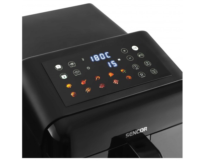 Уред за здравословно готвене Sencor Air Fryer SFR 1250BK, 2 х 5.8 L, 3000 W, черен