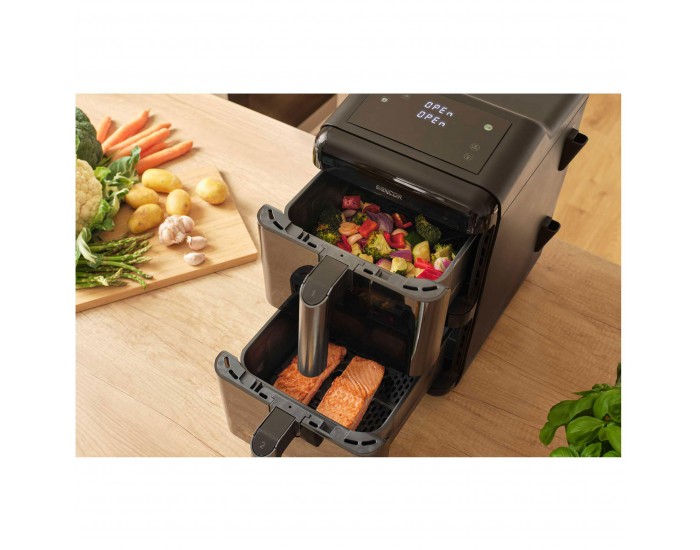 Уред за здравословно готвене Sencor Air Fryer SFR 1250BK, 2 х 5.8 L, 3000 W, черен
