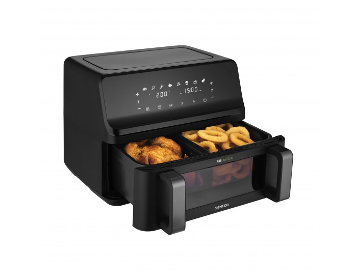 Уред за здравословно готвене Sencor Air Fryer SFR 9650BK, 2 х 4.5 L, 2700 W, черен