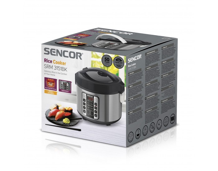 Оризоварка Sencor SRM 3151BK, 1.5 L, 700 W, с 11 програми