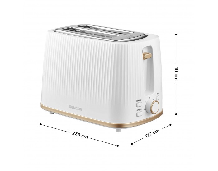 Тостер Sencor STS 7510WH, с 2 отвора, 7 степени, 930 W, бял