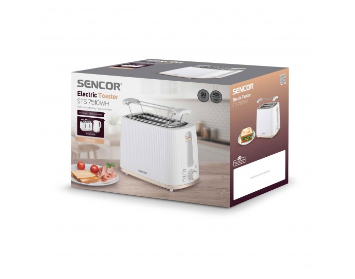 Тостер Sencor STS 7510WH, с 2 отвора, 7 степени, 930 W, бял