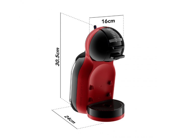 Кафе машина Krups Mini Me KP123H10, автоматична, за капсули Nescafe Dolce Gusto, 1500 W, червено-черна