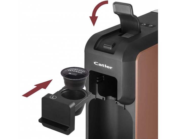 Кафе машина Catler ES701, за капсули Dolce Gusto, Nespresso, Caffissimo, 1350 W, налягане на помпата 15 бара, кафява