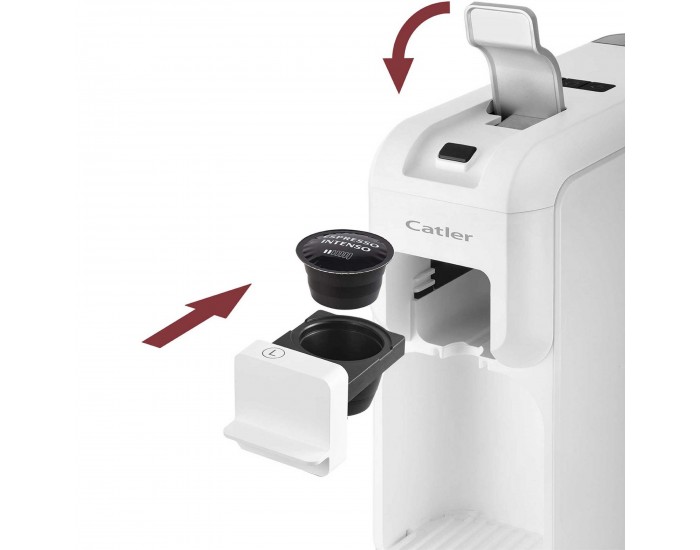 Кафе машина Catler ES702, за капсули Dolce Gusto, Nespresso, Caffissimo, 1350 W, налягане на помпата 15 бара, бяла