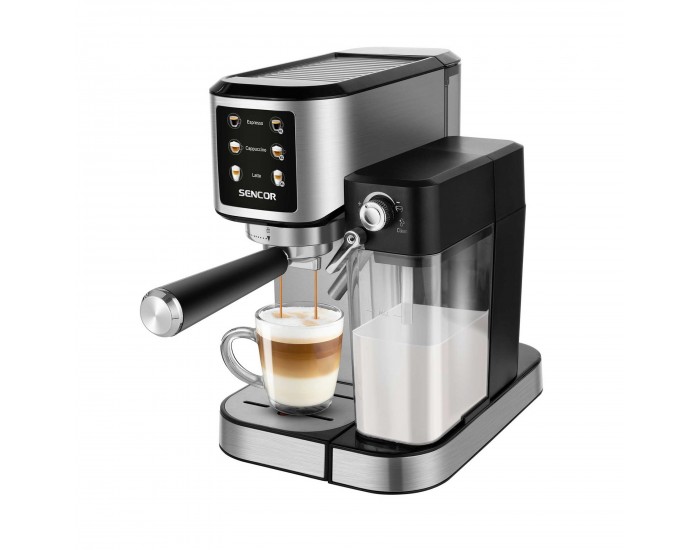 Кафе машина Sencor SES 4910SS, 20 бара, 1350 W, с контейнер за мляко