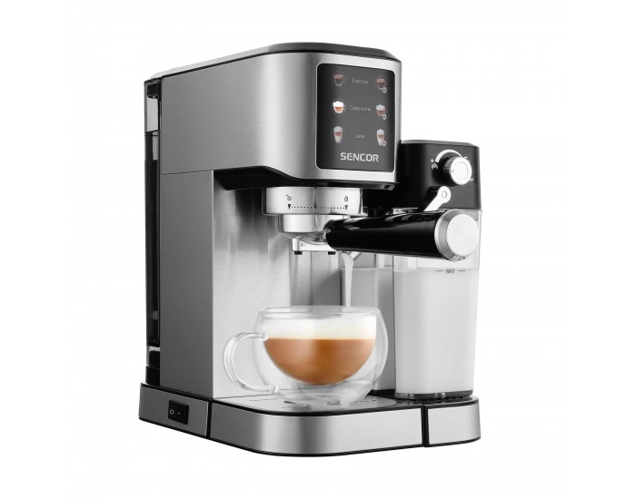 Кафе машина Sencor SES 4910SS, 20 бара, 1350 W, с контейнер за мляко
