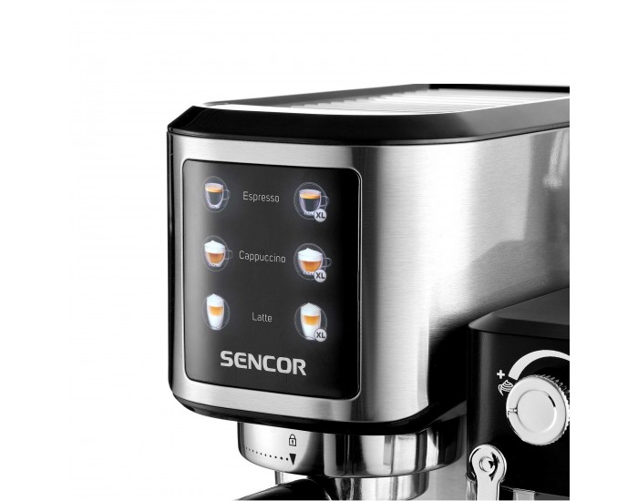 Кафе машина Sencor SES 4910SS, 20 бара, 1350 W, с контейнер за мляко