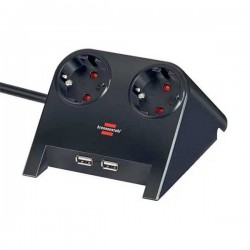 Разклонител Brennenstuhl Desktop-Power, 2 гнезда, 2 x USB, 1.8 m кабел, черен - Brennenstuhl