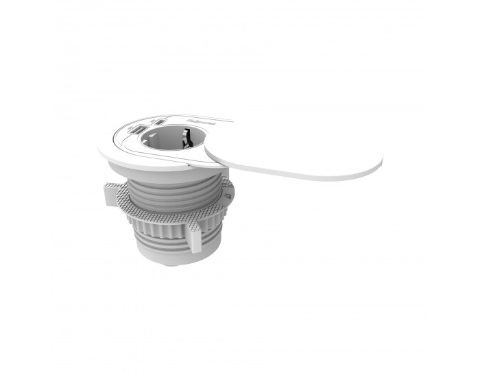 Разклонител Fellowes Ampra Power Spot, шуко, 1 гнездо, 1 USB Type-A, 1 USB Type-C, бял