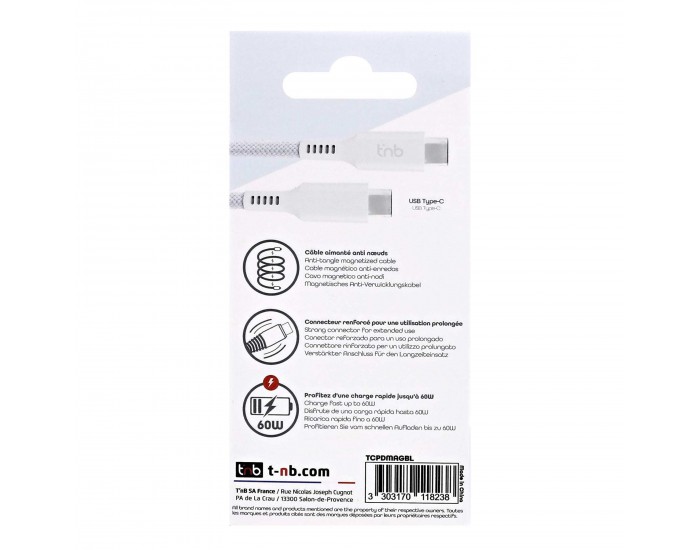 Кабел TNB, USB Type-C към USB Type-C, 1.5 m, син