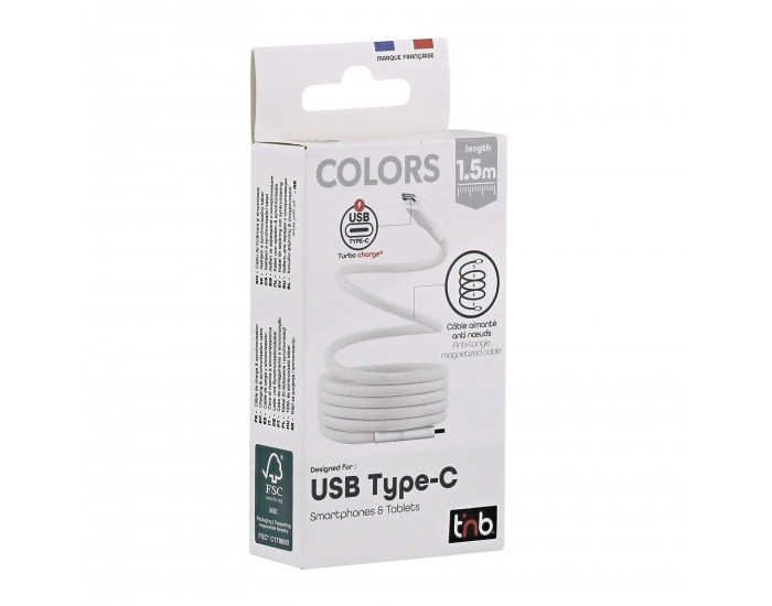 Кабел TNB, USB Type-C към USB Type-C, 1.5 m, бял