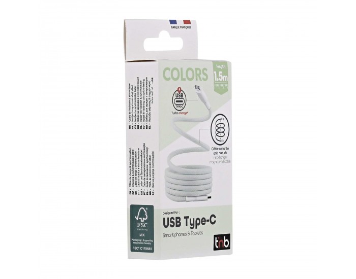 Кабел TNB, USB Type-C към USB Type-C, 1.5 m, зелен