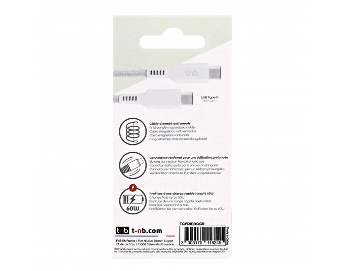 Кабел TNB, USB Type-C към USB Type-C, 1.5 m, зелен