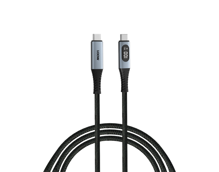 Кабел Verbatim Sync & Charge, USB Type-C към USB Type-C, с дисплей, 100 W, 120 cm