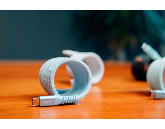 Кабел Verbatim Sync & Charge, магнитен, USB Type-C към USB Type-C, 60 W, 120 cm, син