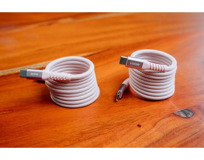 Кабел Verbatim Sync & Charge, магнитен, USB Type-C към USB Type-C, 60 W, 120 cm, розов