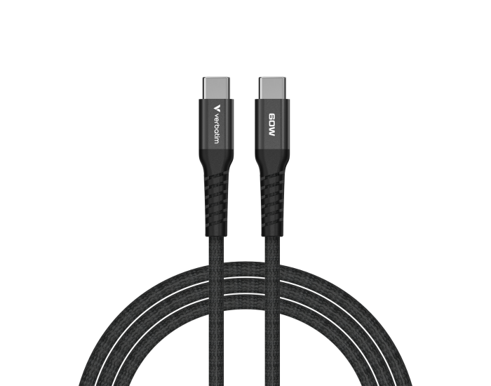 Кабел Verbatim Sync & Charge, магнитен, USB Type-C към USB Type-C, 60 W, 120 cm, черен