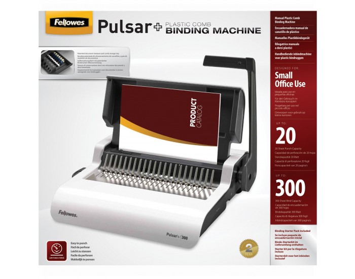 Машина за подвързване Fellowes Pulsar, ръчна, с пластмасова спирала, A4, до 300 листа