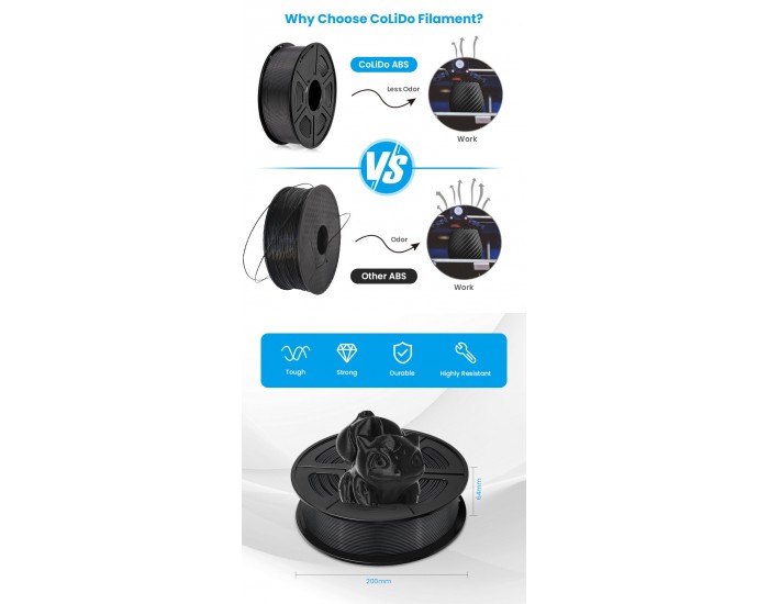 Филамент за 3D принтер, ABS, 1.75 mm, 1 kg, син