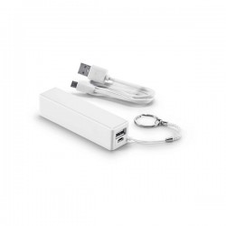 Hi!dea Външна батерия, 2000 mAh, с USB порт, с ключодържател, бяла - Hi!dea