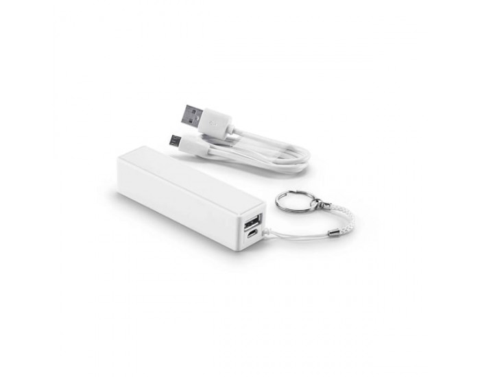 Hi!dea Външна батерия, 2000 mAh, с USB порт, с ключодържател, бяла