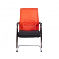 Посетителски стол RFG Roma M, дамаска и меш, метална основа, до 120 kg, черна седалка, червена облегалка - Rfg